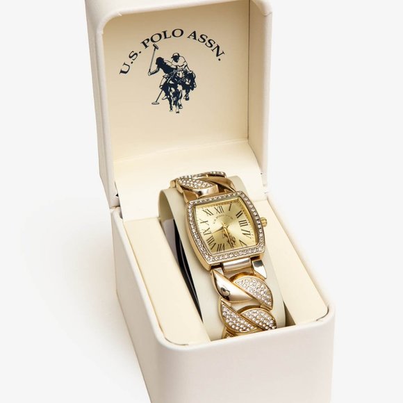 U.S Polo Assn LADIES GOLD EMBELLiSHED CHAIN WATCH